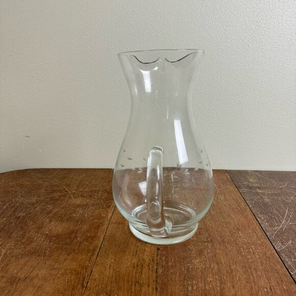 Princess House‎ Heritage Floral Etched Ice Lip Pitcher Blown Glass - Picture 3 of 10